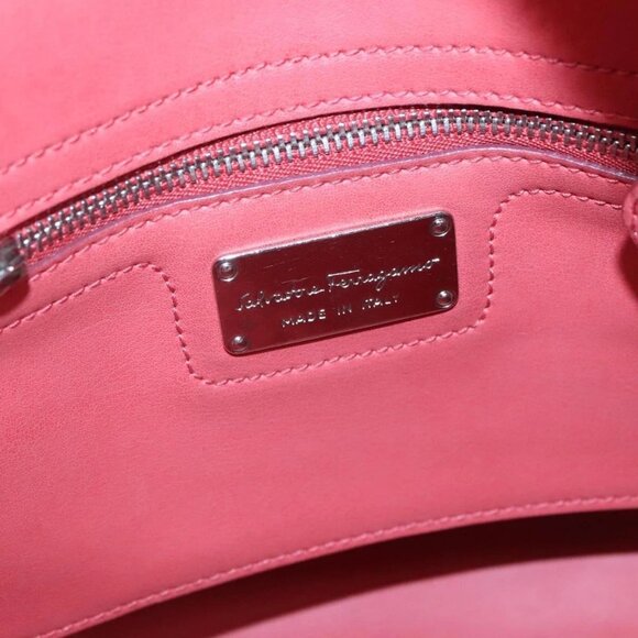 Salvatore Ferragamo Hand Bag Leather 2way Pink Silver Auth - Picture 12 of 16